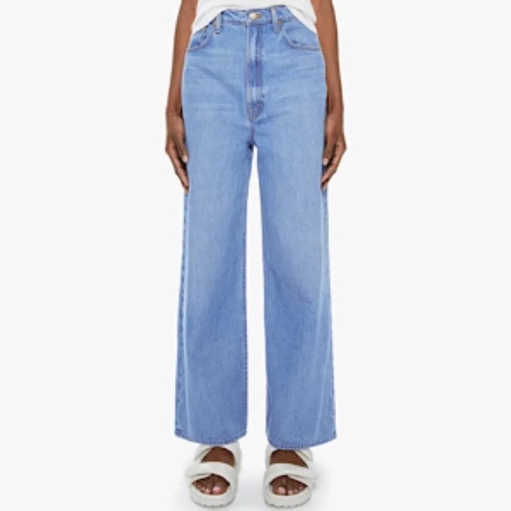 MOTHER Snacks High Waisted Funnel Ankle Wide Leg Jeans Sz 30 On Trend Denim